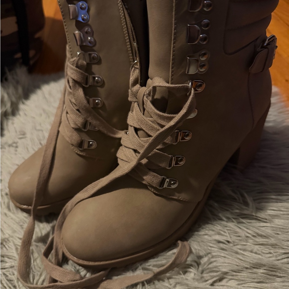 MIA Taupe Lace-Up Boots